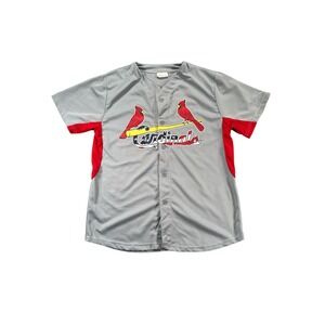 St Louis Cardinals MLB Jersey Size Mens XL Gray Button Up USA Patriotic Logo